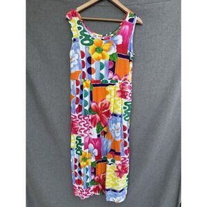 Jams World Hawaii Sleeveless Maxi Dress Crepe Flower Tropical Medium Bright